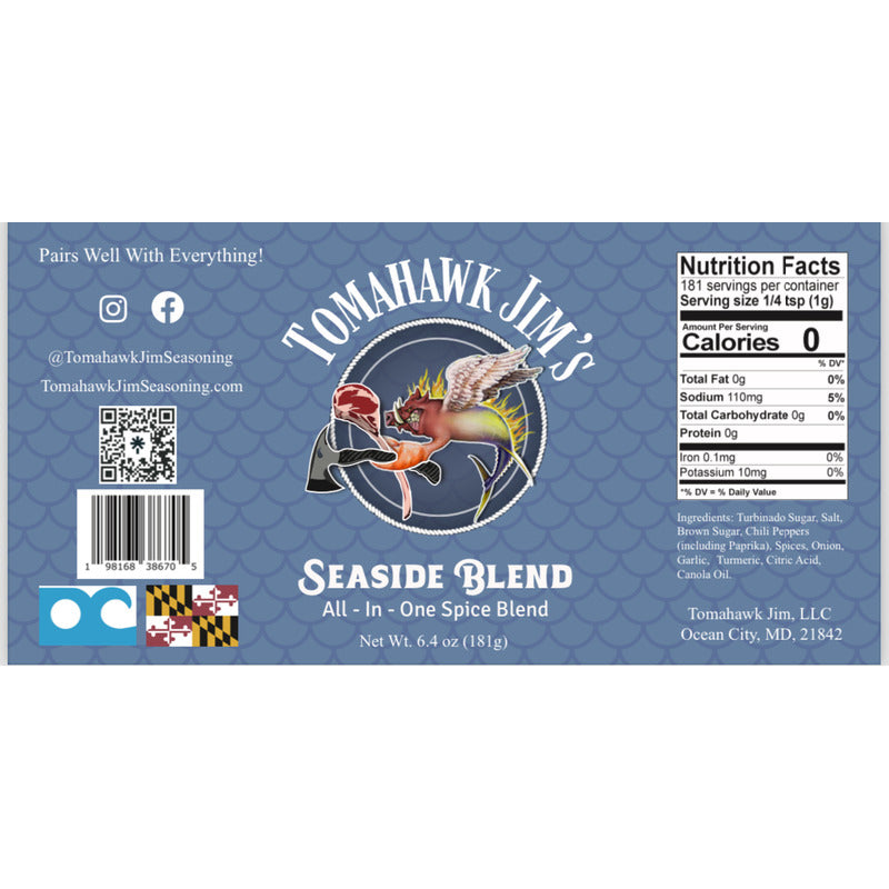 Seaside Blend label and nutrition information 