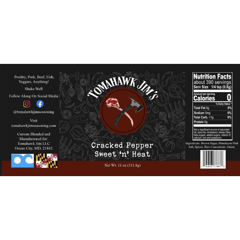 Cracked Pepper Sweet ‘n’ Heat label with nutrition facts.