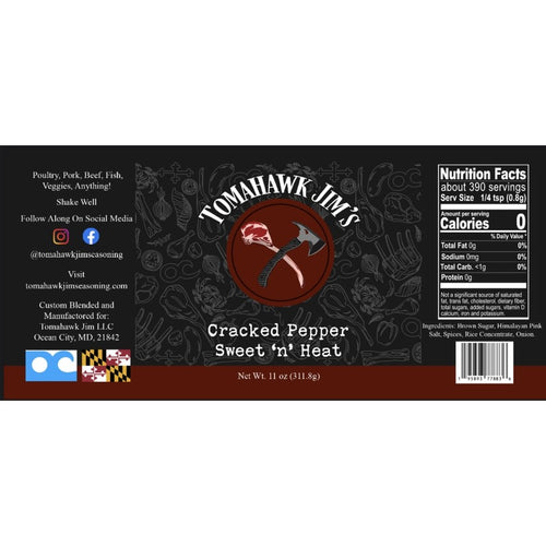 Cracked Pepper Sweet ‘n’ Heat label with nutrition facts.